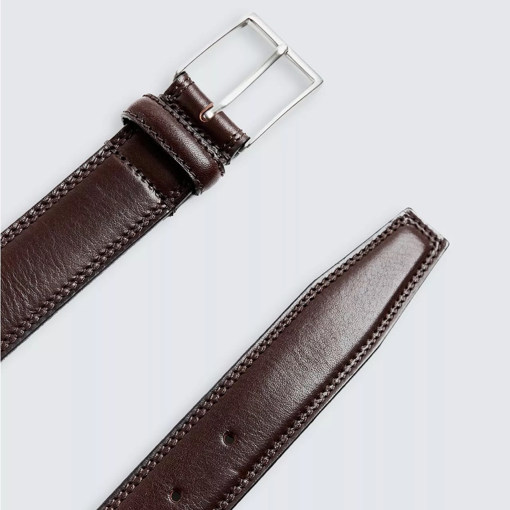 ZARA LEATHER DRESS BELT W THIN SILVER BUCKLE NWOT